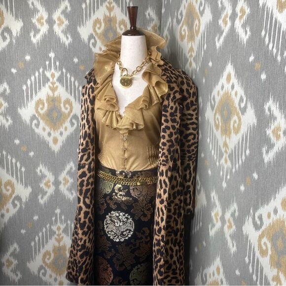 Ralph Lauren Collection * Y2K Brass Cuban Chain Link Double Wrap ID Plaque Belt - Picture 13 of 15